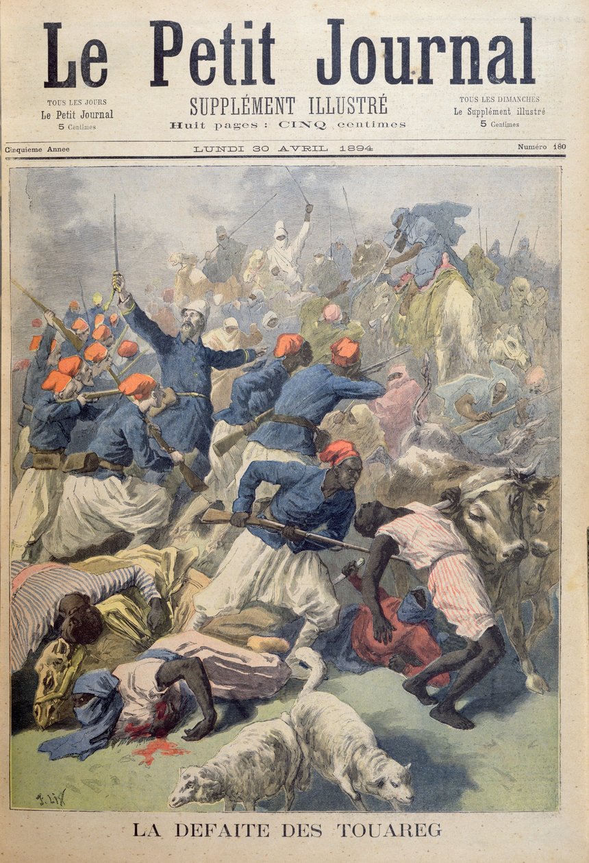 Tuaregernas nederlag, framsida av "Le Petit Journal", 30 april 1894 av Frederic Theodore Lix