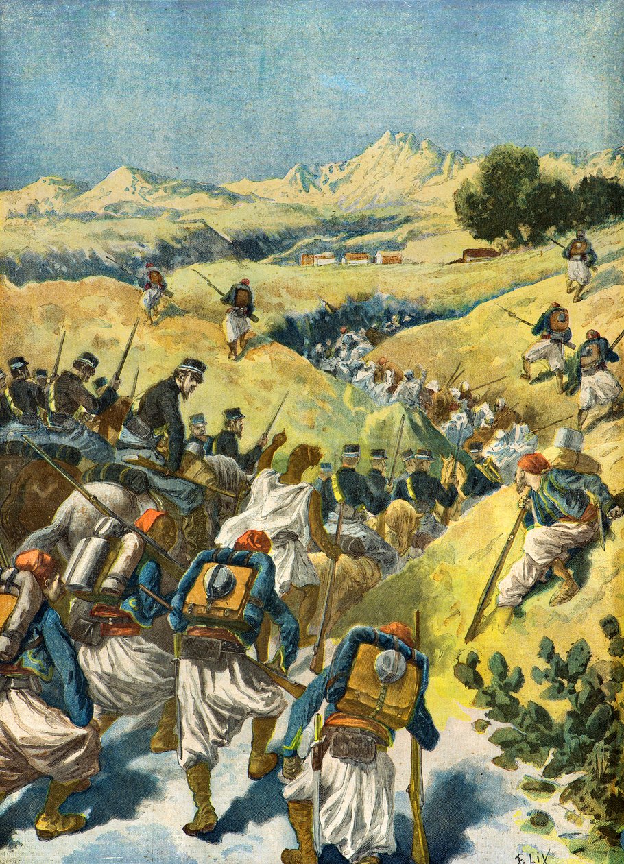 Franska armén på jakt efter Arezki El Bachir av Frederic Theodore Lix