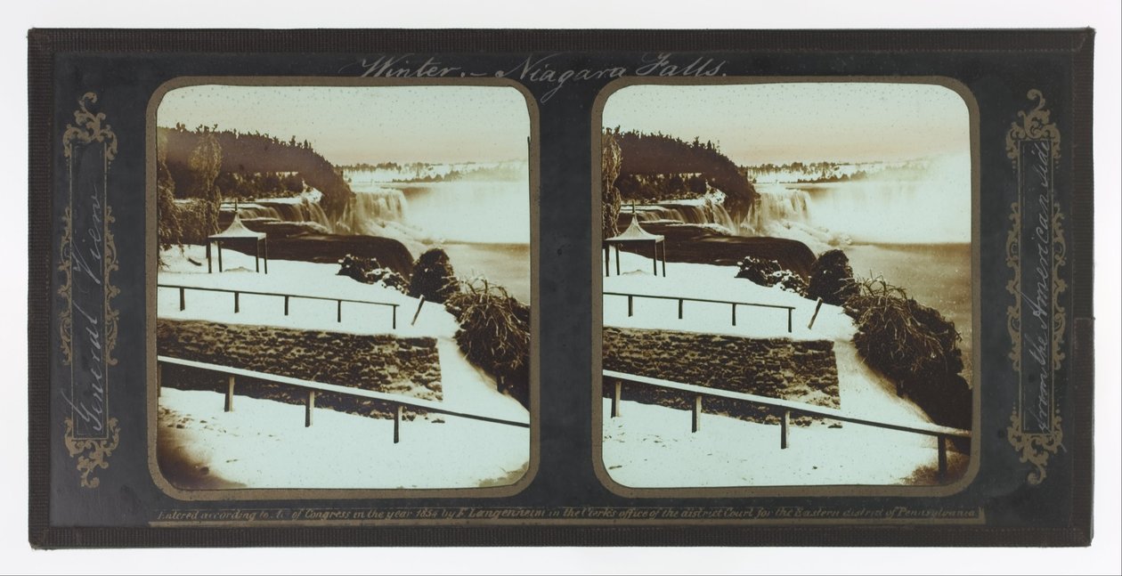 Vinter Niagara Falls, General View från den amerikanska sidan av Frederic and William Langenheim