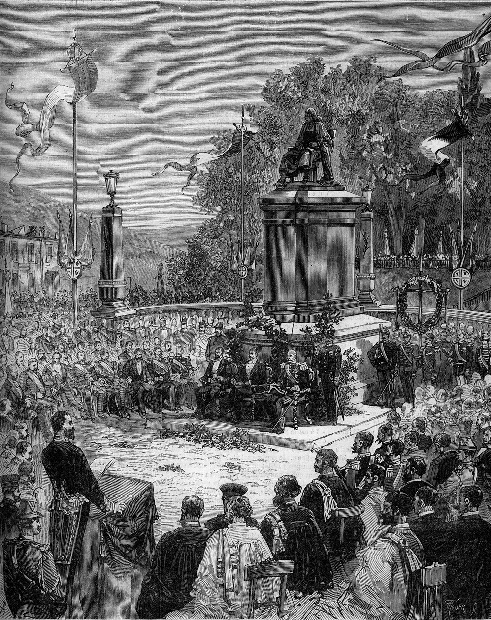 Invigningen av statyn av Blaise Pascal (1623-1662) på Place Saint Herem i Clermond Ferrand (Clermond Ferrand), Puy de Dome (63). september av Frederic de Haenen