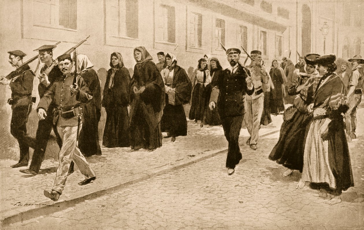 Nunnor under republikanskt skydd under 1910 års revolution i Portugal av Frederic de Haenen
