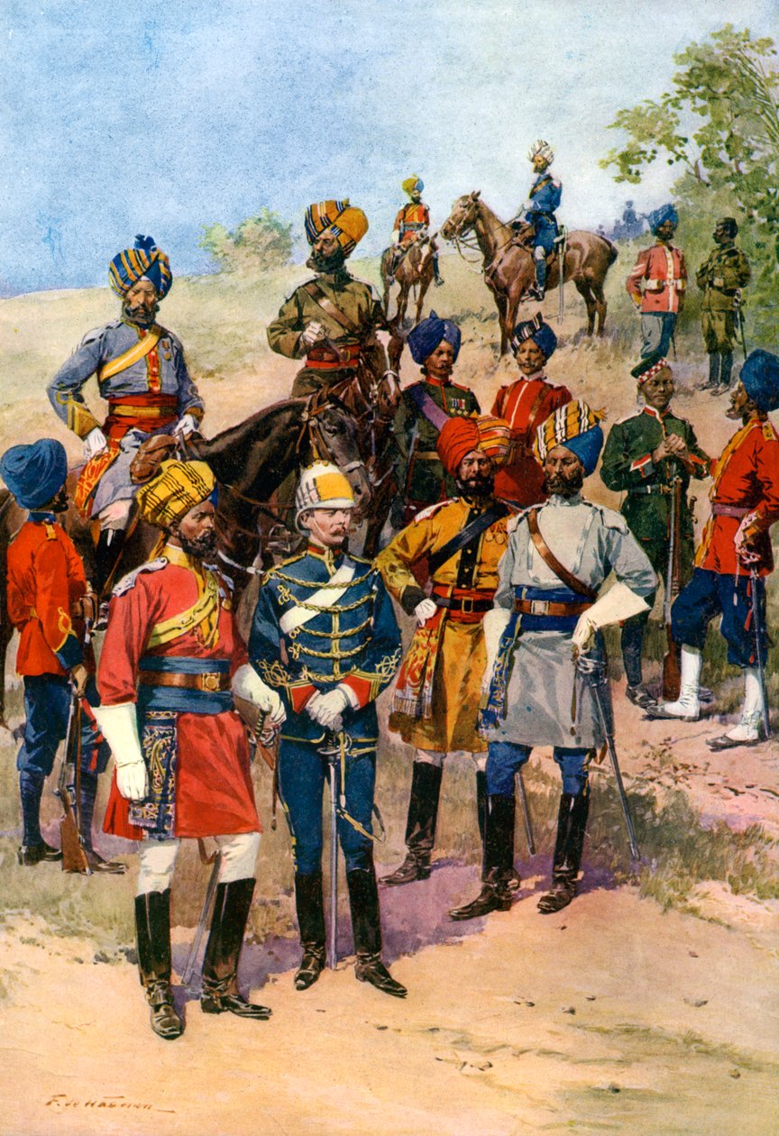 Kungarna äger den indiska arméns regementen. av Frederic de Haenen