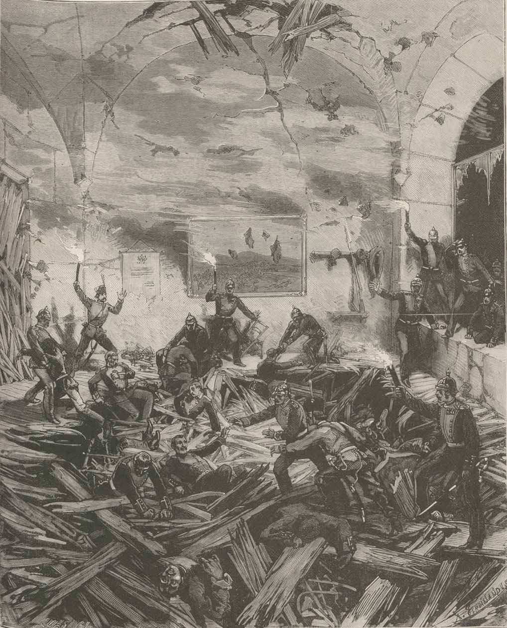 Vinterpalatset efter explosionen, kvällen den 17 februari 1880. av Frederic de Haenen