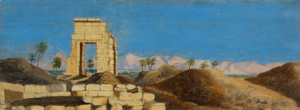 Ruiner i öknen, ca 1846-1907 (olja ombord) av Frederica Countess of Scarborough Drummond