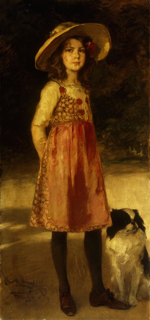 Porträtt av konstnärens dotter, Hilde, 1913 av Frederich August Kaulbach