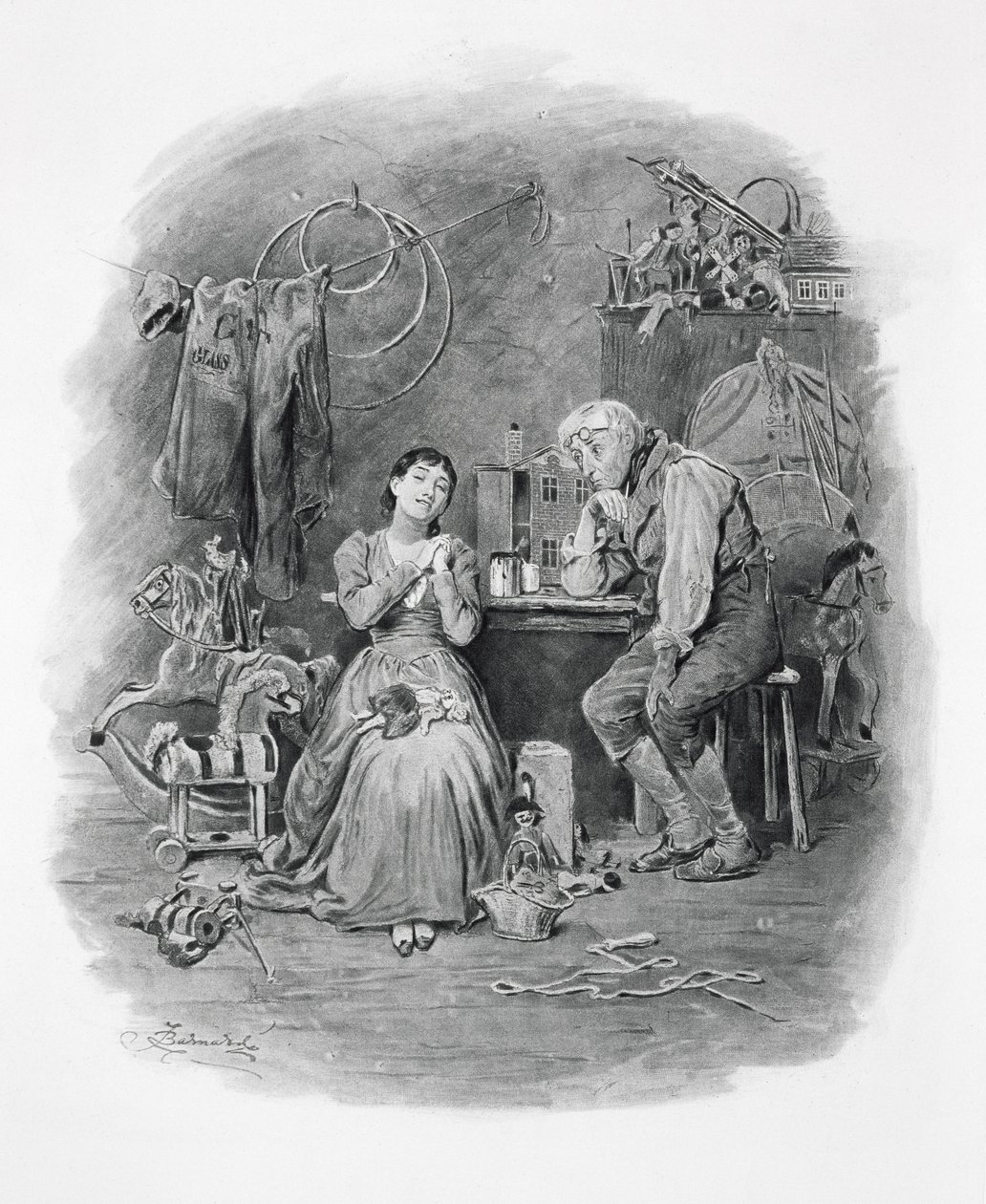 Caleb Plummer och hans blinda dotter, från 