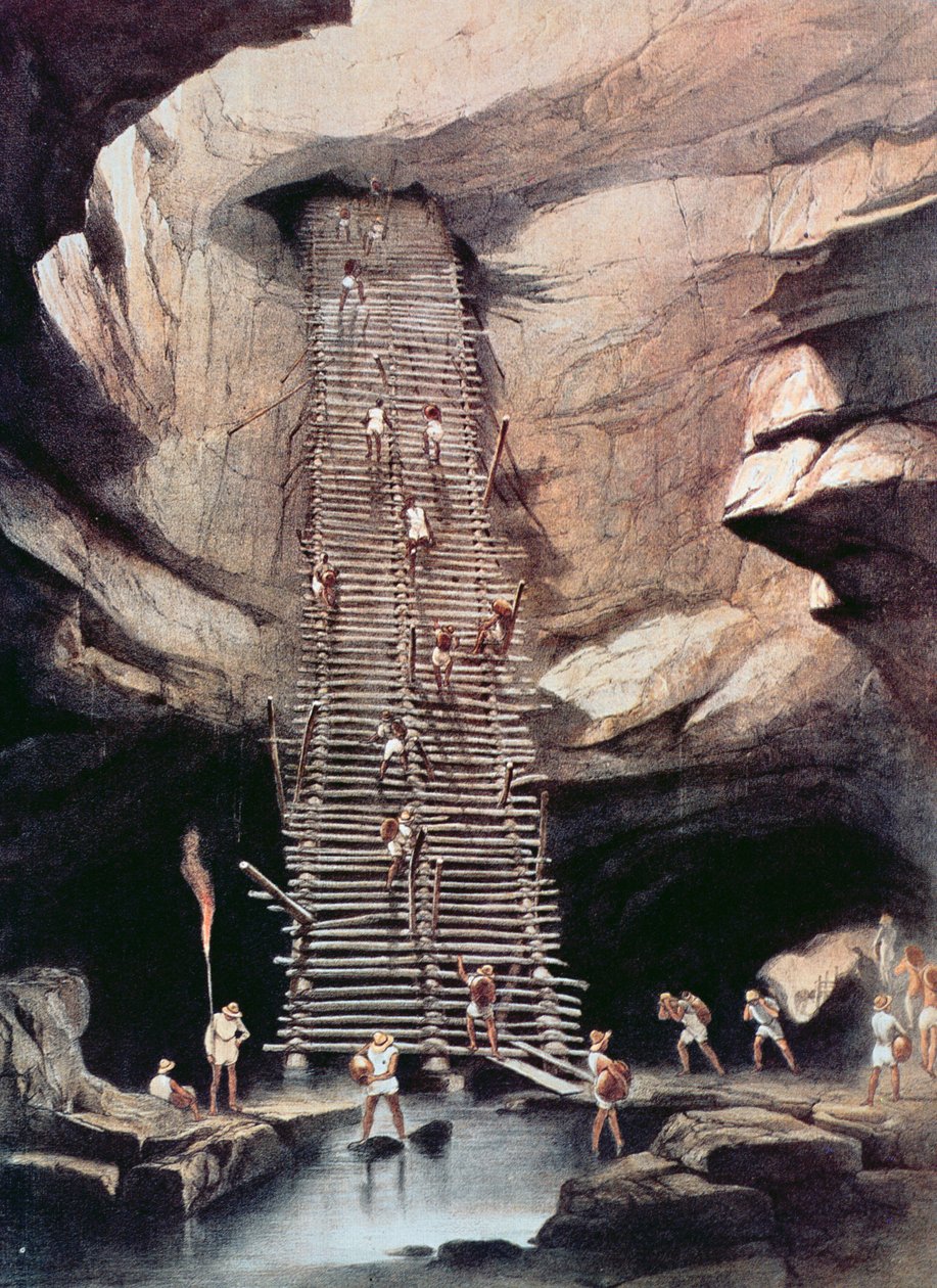 The Abyss of Bolonchen, delstaten Campeche, Mexiko, 1844 (färgad litho) av Frederick Catherwood