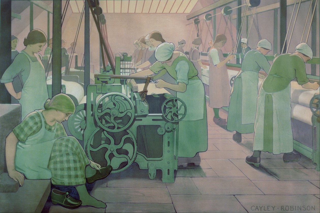 British Industries - Cotton, ca 19234 (LMS-affisch) av Frederick Cayley Robinson