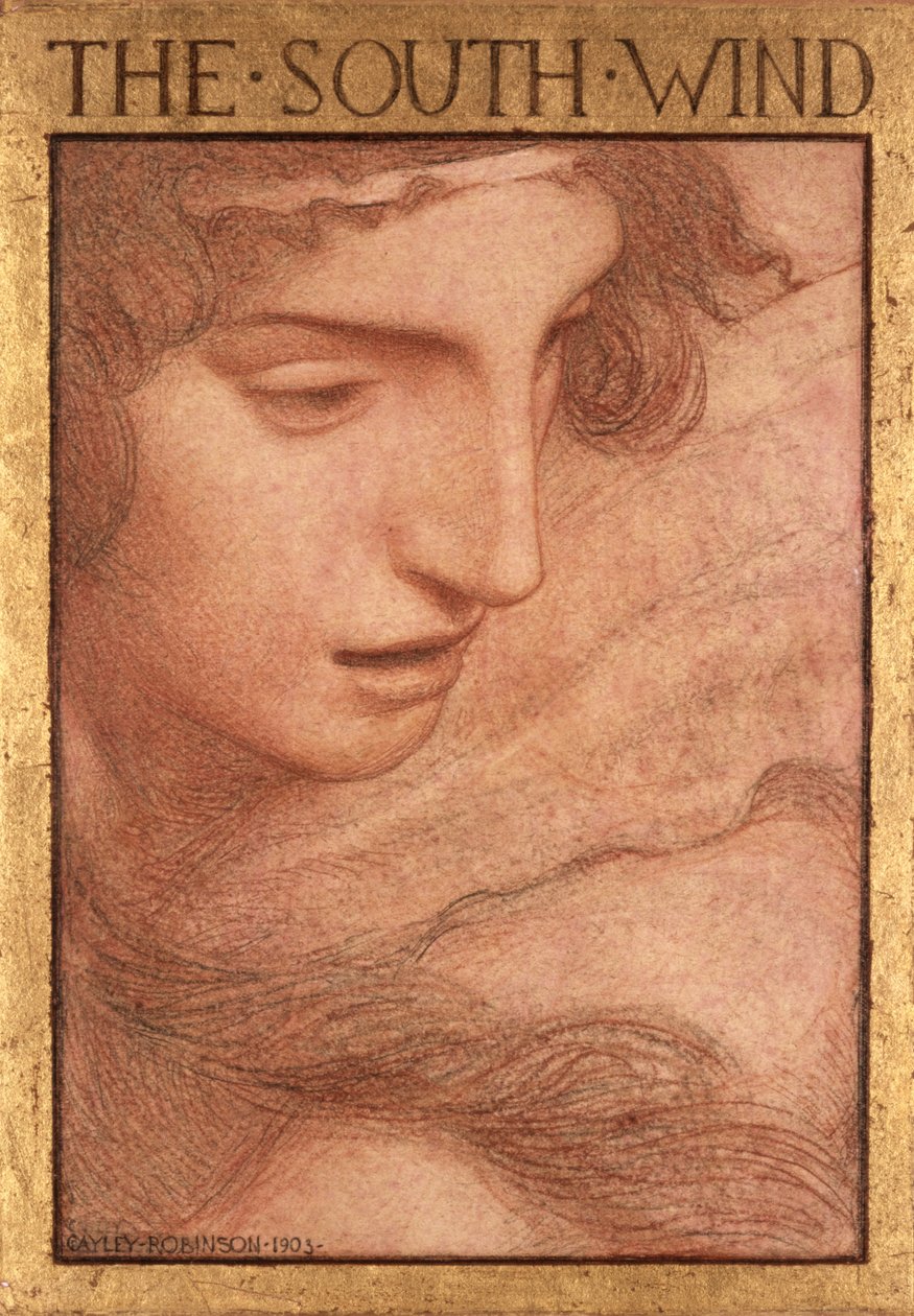 De fyra vindarna - Sydvinden, 1903 (färgade kritor på papper) av Frederick Cayley Robinson