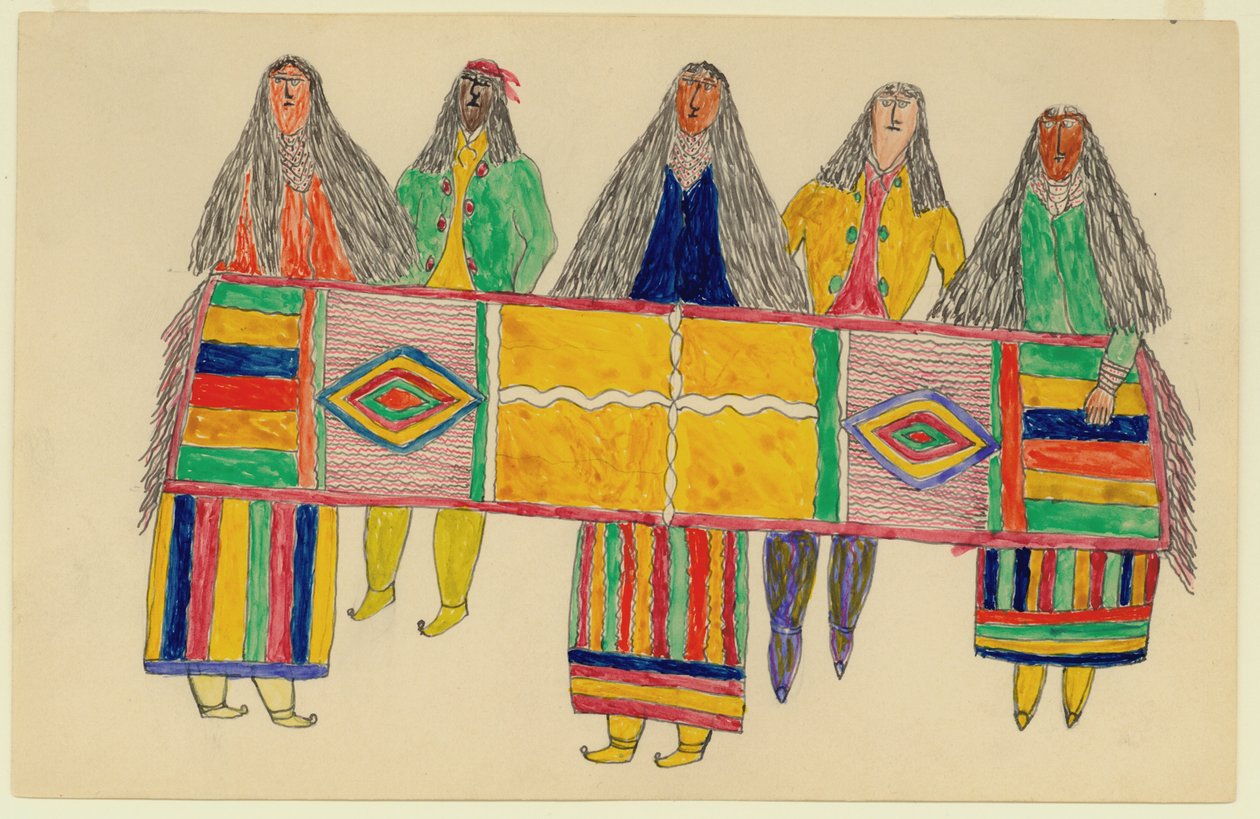 Apache-indianer, ca 1894-99 (bläck och wc på papper) av Frederick Gokliz