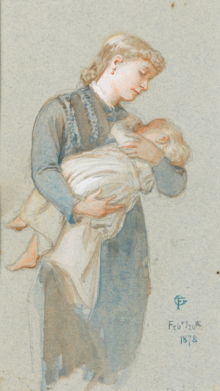 Frederica och hennes mor, 1878 (wc på papper) av Frederick Goodall