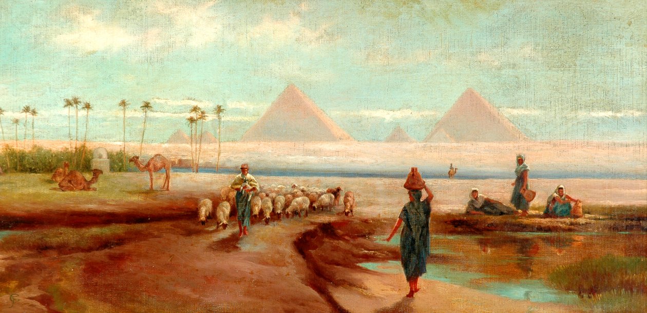 Utanför Kairo (olja på duk, fodrad om) av Frederick Goodall