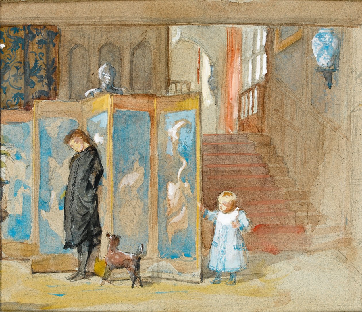 Study for a Portrait of Frederica with Screen, c.1878 (wc på papper) av Frederick Goodall