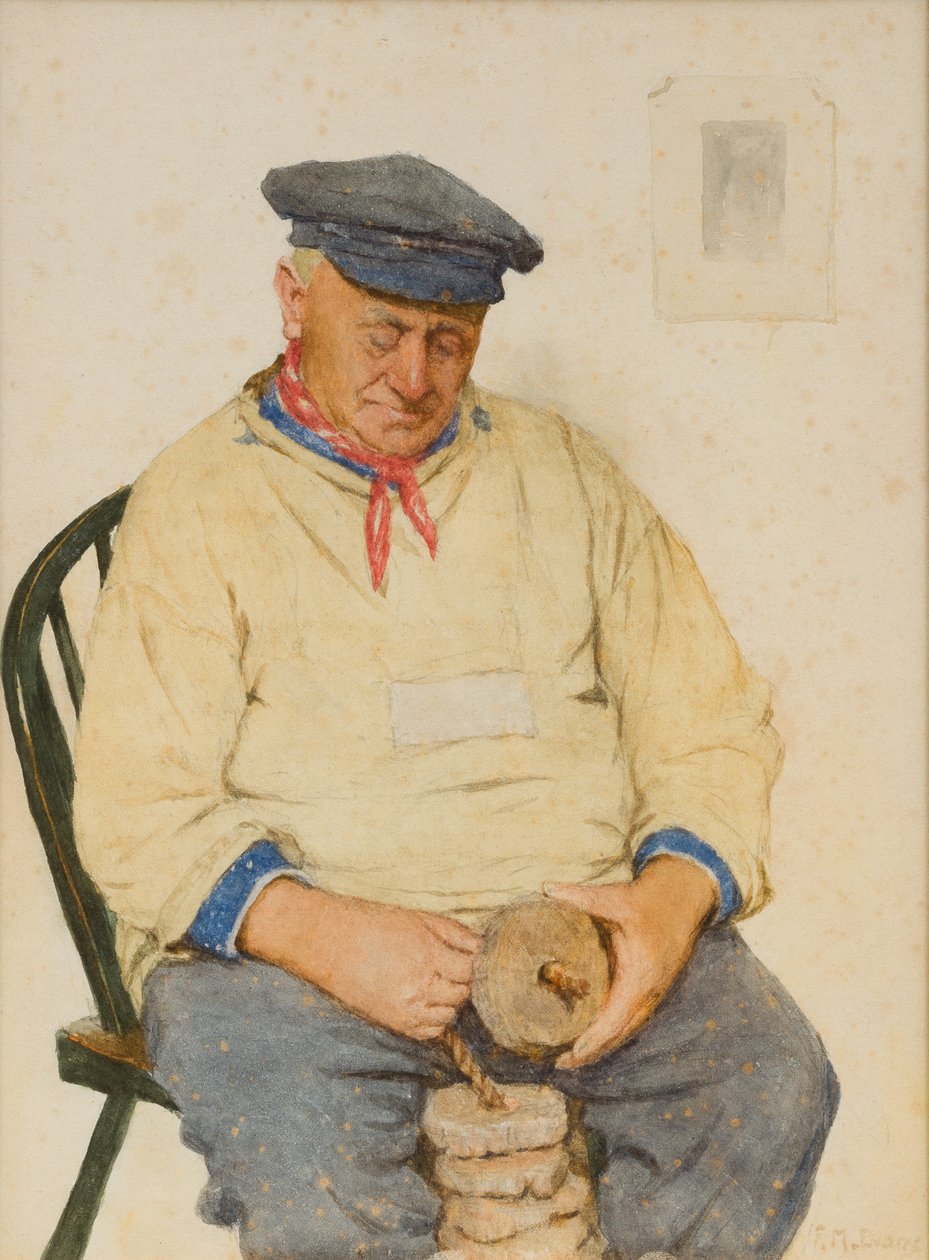 Fiskare som trär korkar (wc på papper) av Frederick James McNamara Evans
