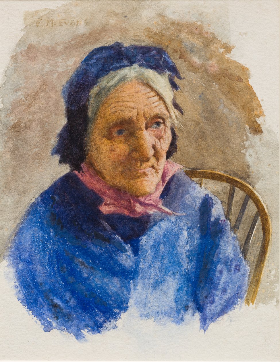 Old Fisherwoman (wc på papper) av Frederick James McNamara Evans