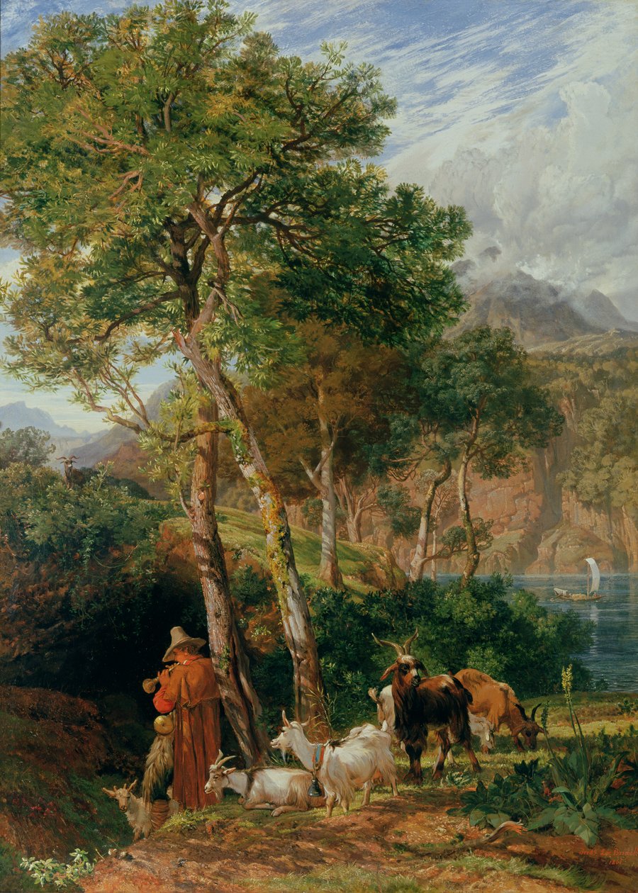 Stranden vid sjön Lecco av Frederick Lee Bridell