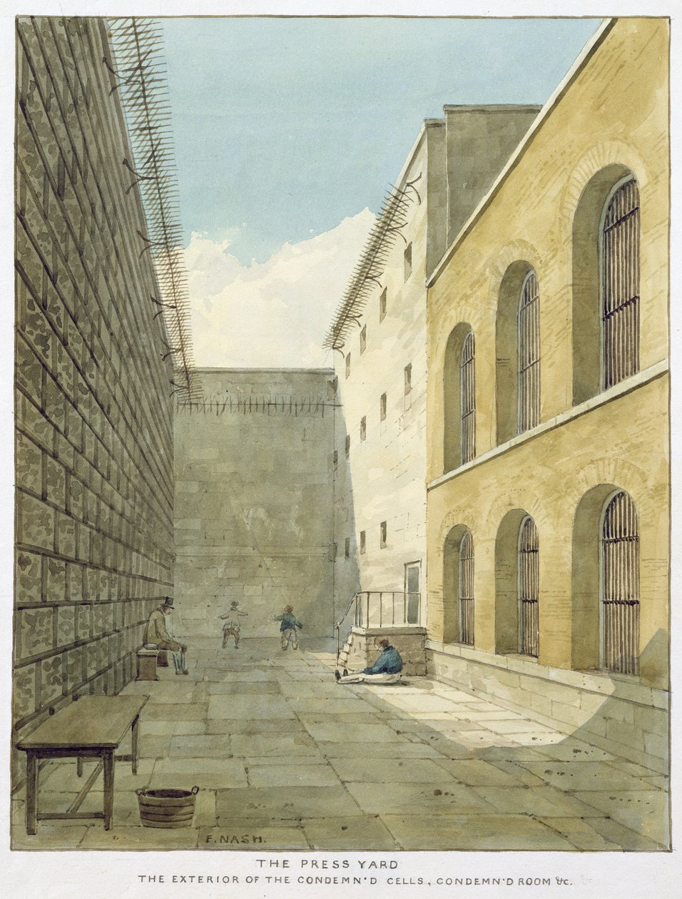 The Press Yard, Newgate Prison av Frederick Nash