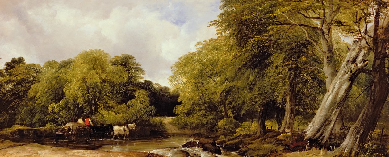 En skogig flodscen, 1850 av Frederick Richard Lee