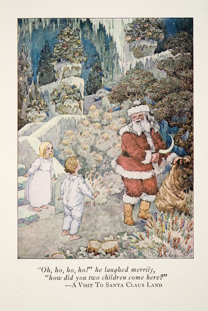 Illustration från Ett besök i jultomtens land av Frederick Richardson