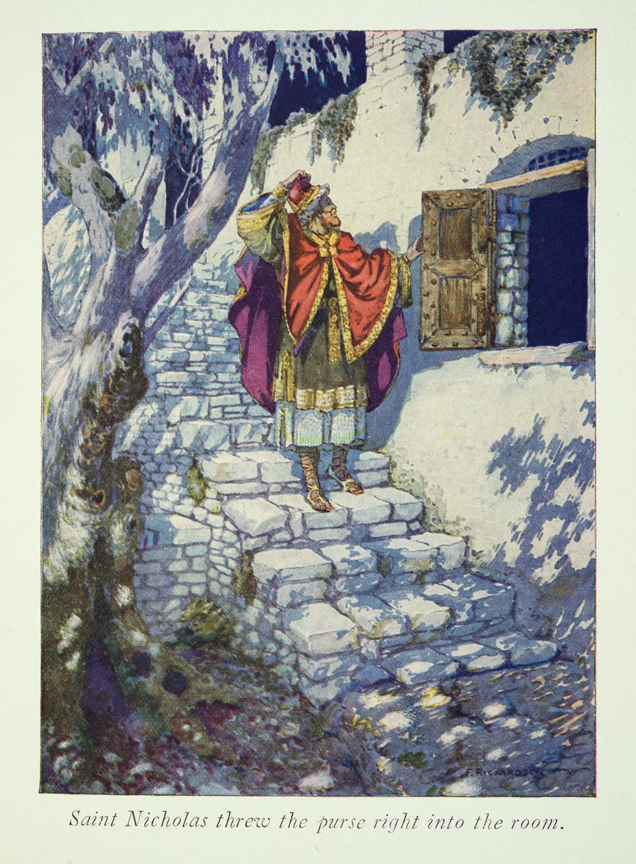 Illustration från Ett besök i jultomtens land av Frederick Richardson