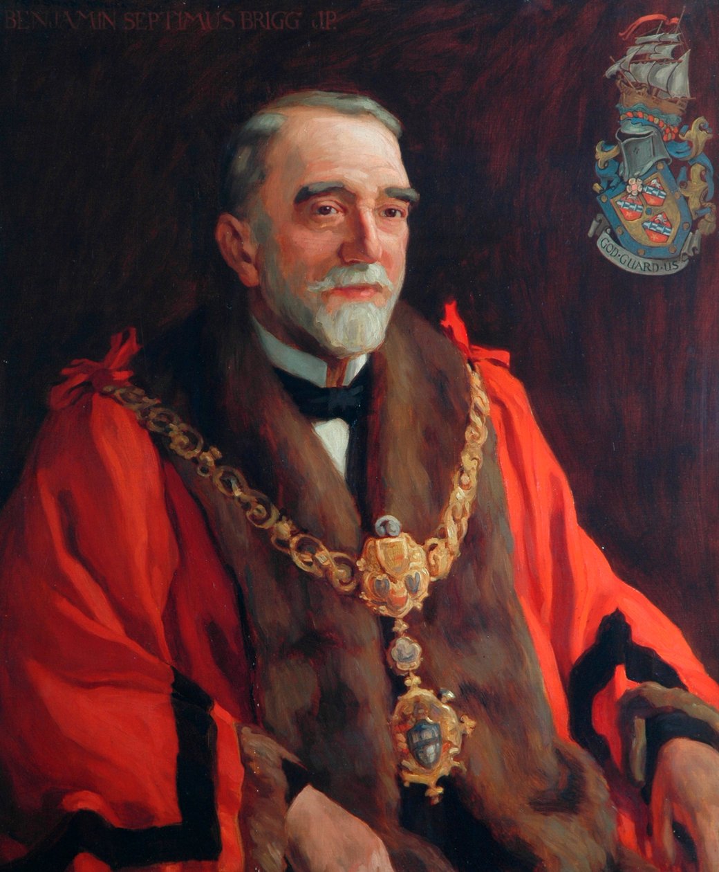 Benjamin Septimus Brigg, förste borgmästare i Kighley (1882), 1923 av Frederick Stead