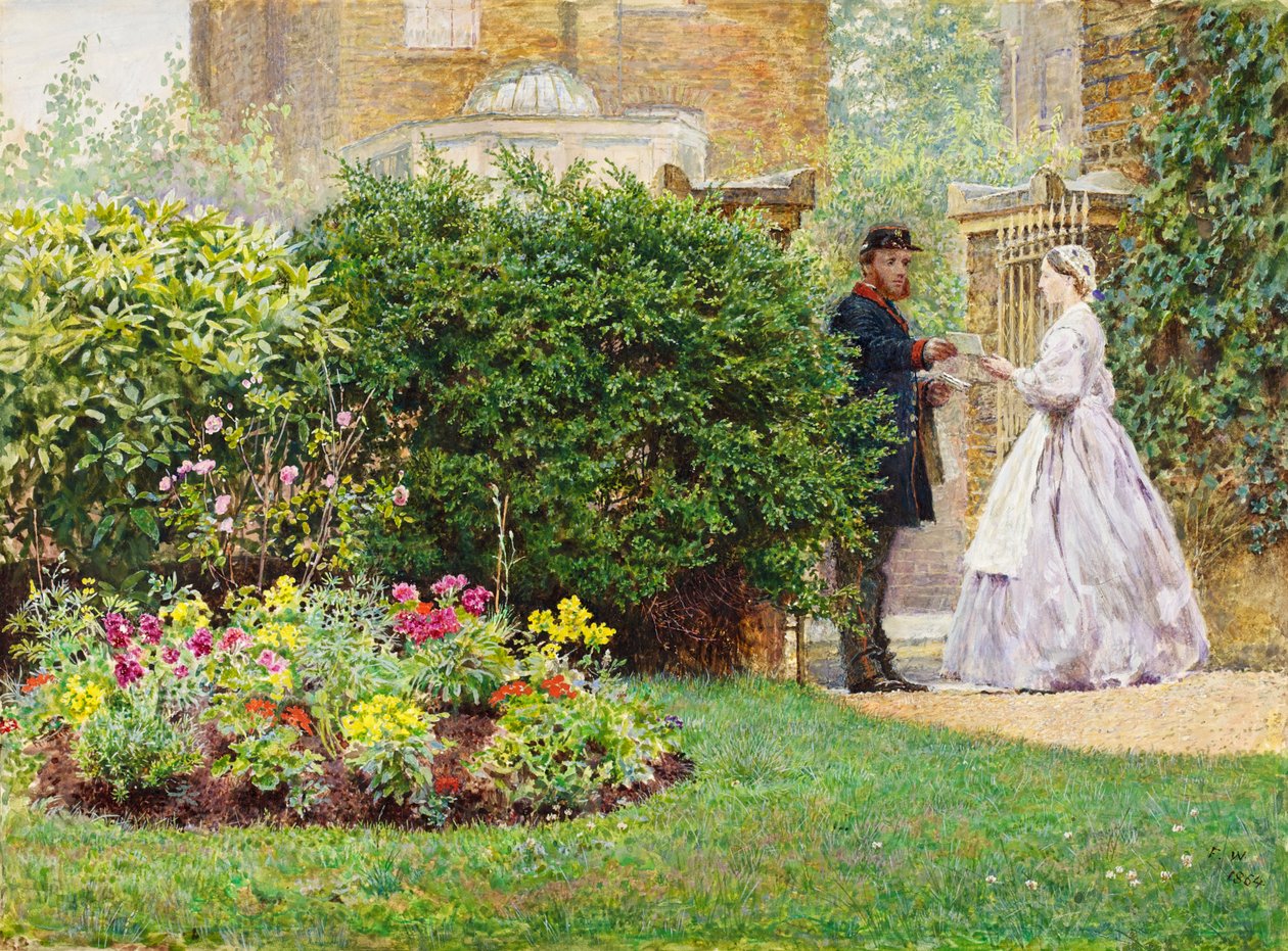 My Front Garden, 1864 (wc und gouache på papper) av Frederick Walker