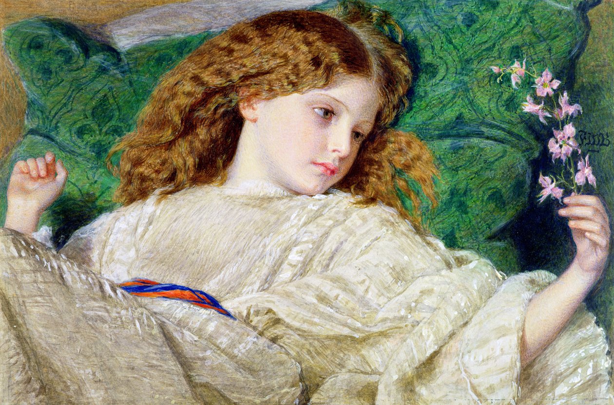 Dreams, ca 1861 (wc, kroppsfärg och gummi över grafit på kort) (se 133888) av Frederick William Burton