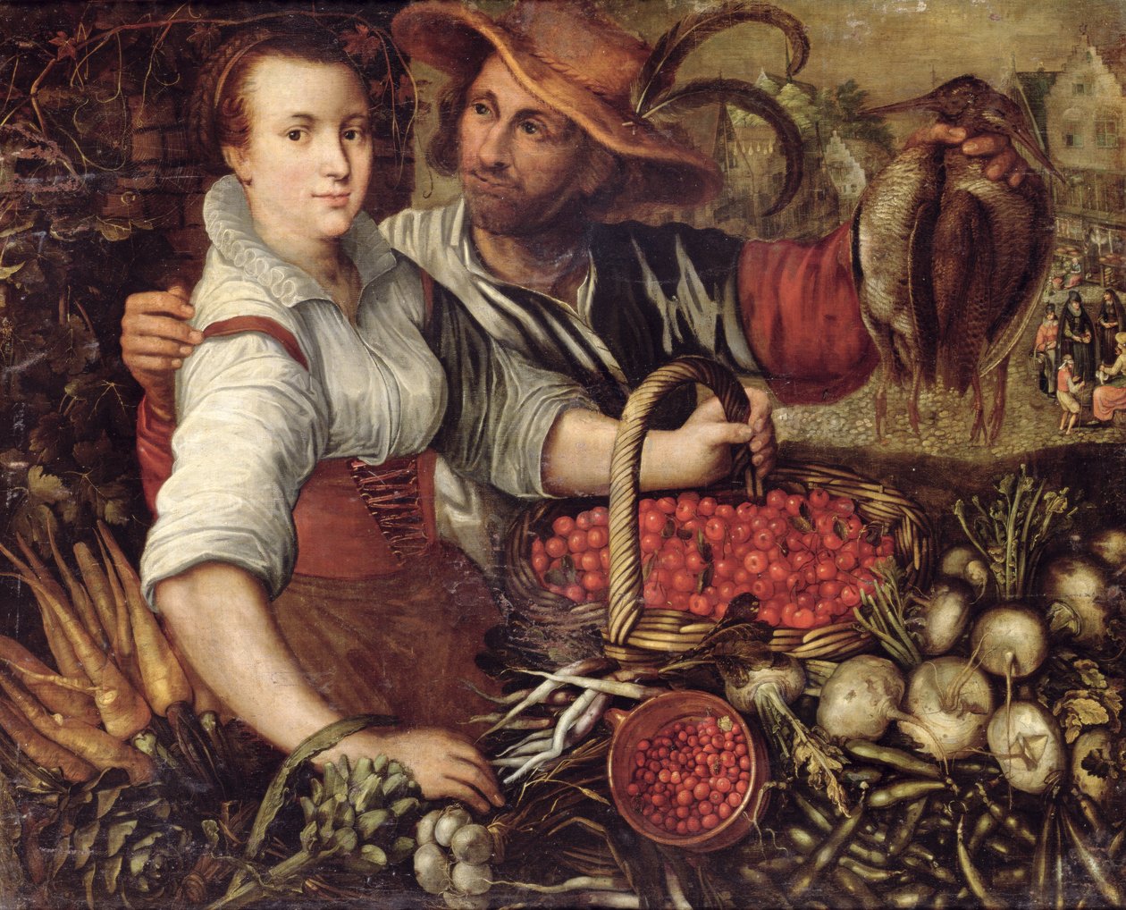 En marknadsscen med frukt- och grönsakssäljare av Frederick van Valkenborch