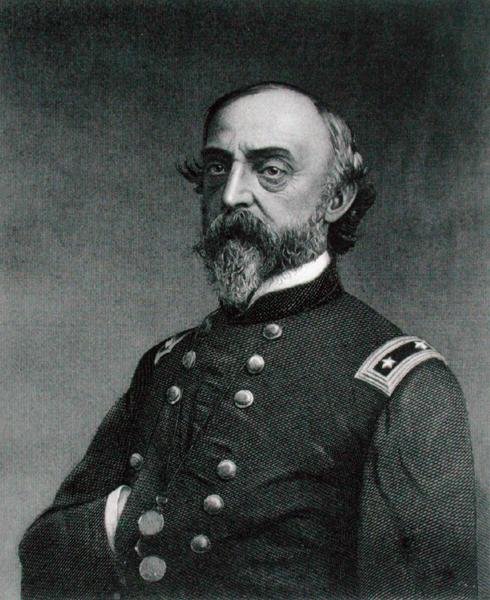 George Gordon Meade (1815-72) graverad av Robert E. Whitechurch (1814-c.83) efter ett fotografi (gravyr) av Frederick (after) Gutekunst