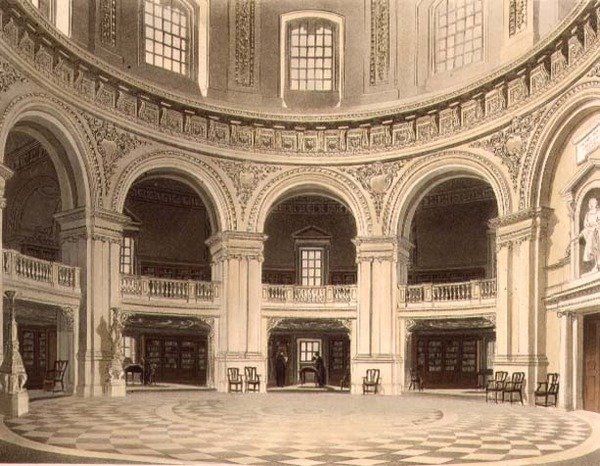 Kupolen i Radcliffe Library, illustration från "Historien om Oxford", graverad av puben J. Bluck (fl.1791-1831). av R. Ackermann av Frederick (after) Mackenzie