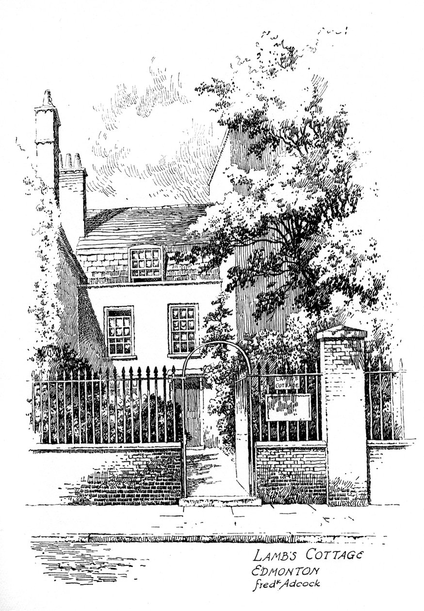 Charles Lambs stuga, Church Street, Edmonton, London, 1912 av Frederick Adcock