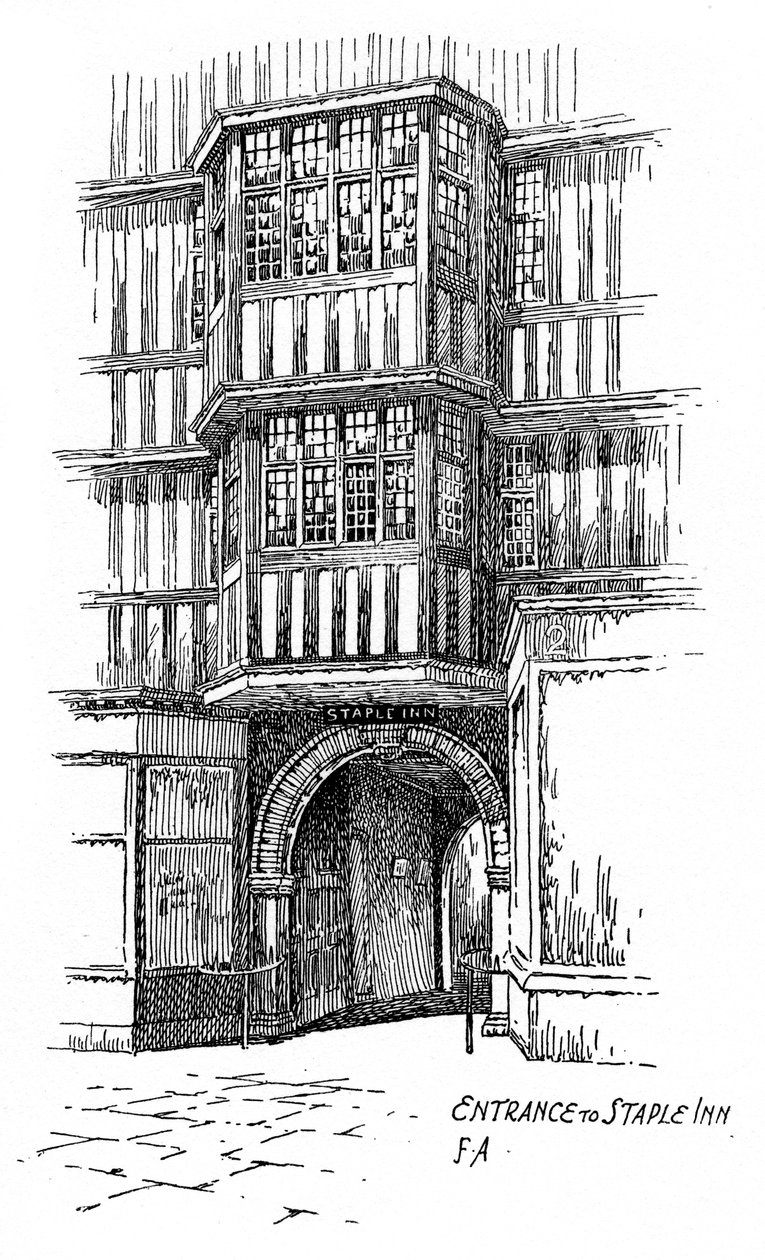 Entré till Staple Inn, Holborn, London, 1912 av Frederick Adcock