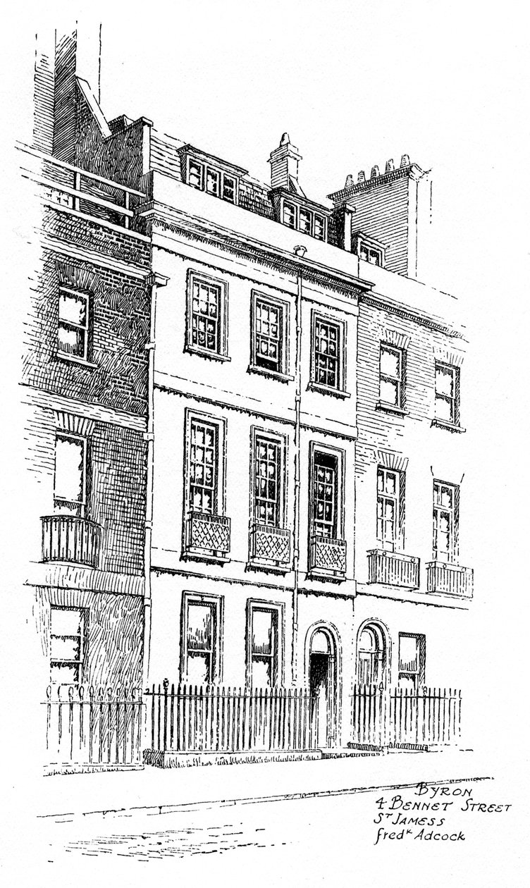 Lord Byrons hus, 4 Bennett Street, St James, London, 1912 av Frederick Adcock