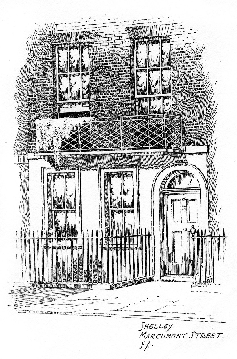 Percy Bysshe Shelleys hus, Marchmont Street, Bloomsbury, London, 1912 av Frederick Adcock
