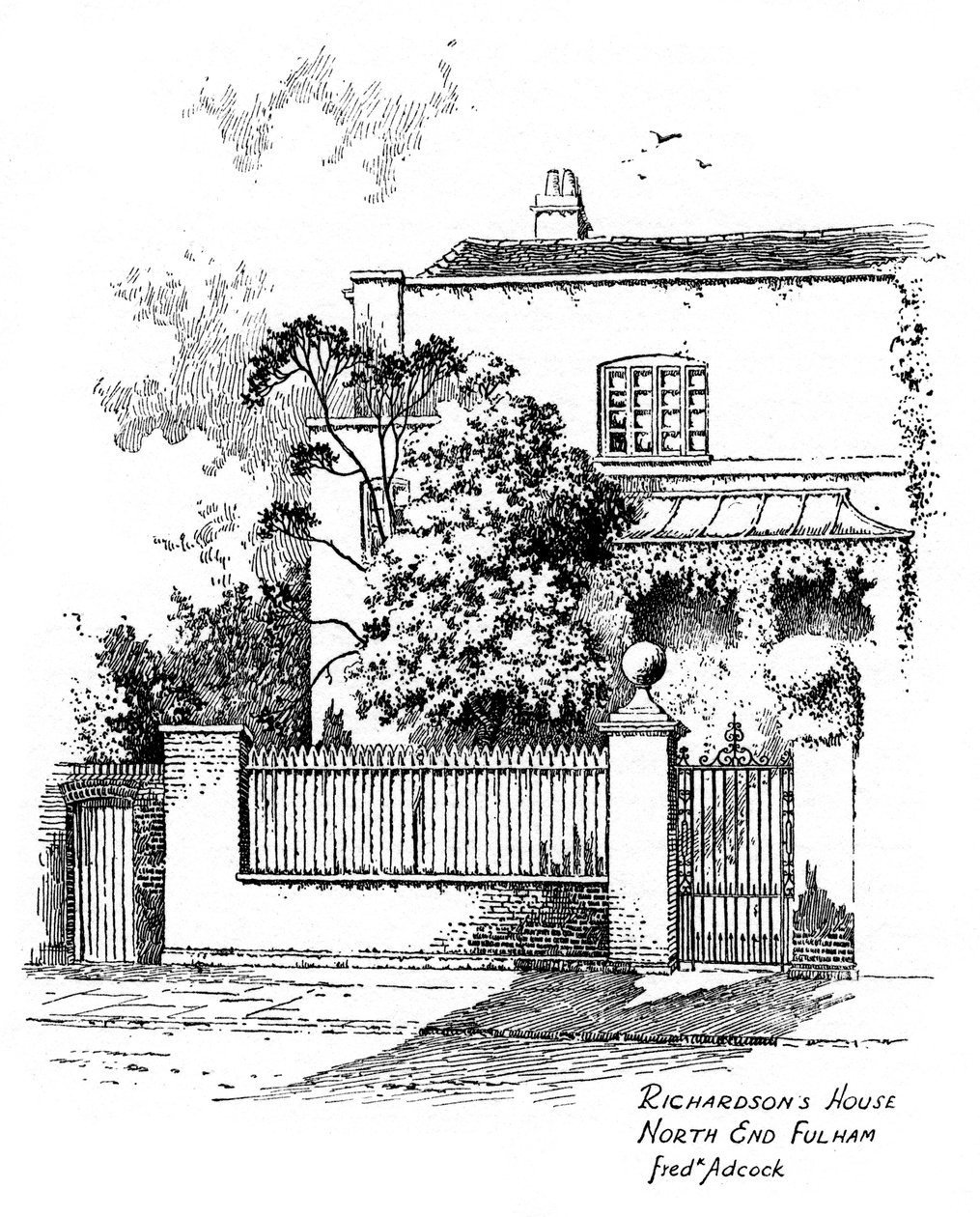 Samuel Richardsons hus, North End, Fulham, London, 1912 av Frederick Adcock