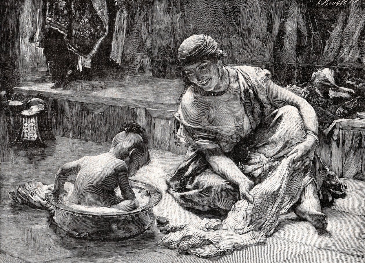 Barn Bath, Egypten av Frederick Arthur Bridgman