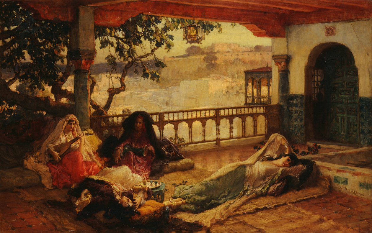 Kväll över Alger, ca 1880-1889 av Frederick Arthur Bridgman