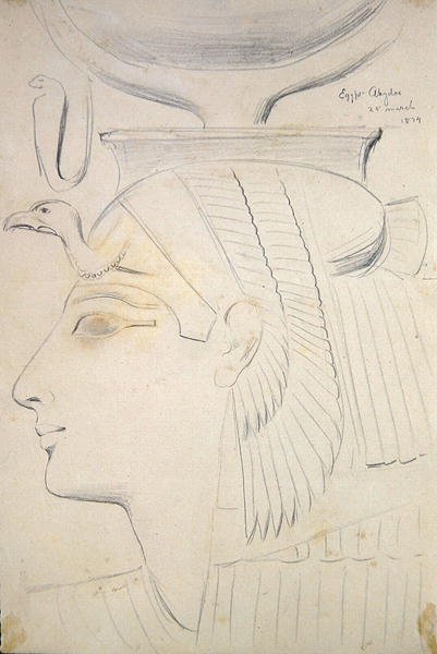 Studie av en relief av en gudinna i templet Seti I, Abydos av Frederick Arthur Bridgman