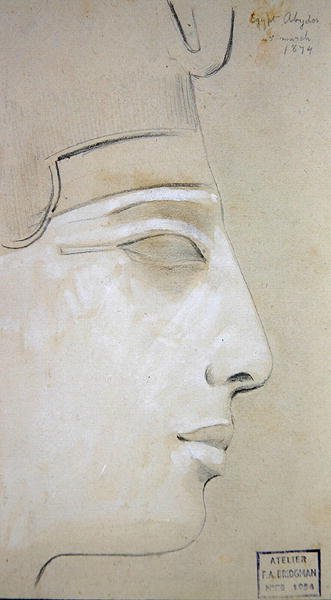 Studie av en relief av en profil av Seti I i Seti I-templet, Abydos av Frederick Arthur Bridgman