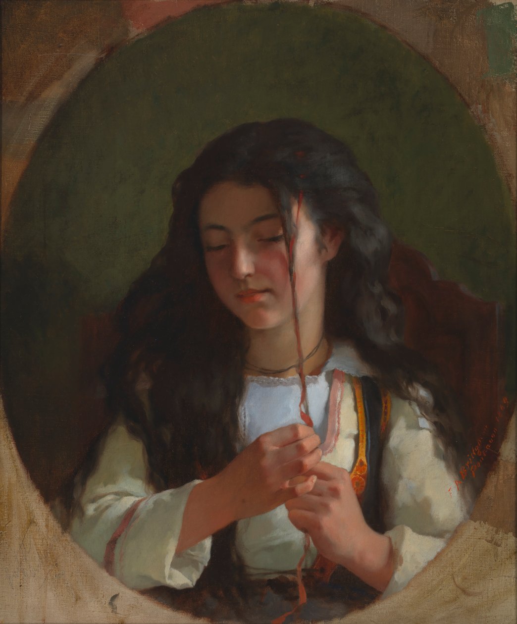 Studie av en ung flicka, Pont Aven, 1869. av Frederick Arthur Bridgman