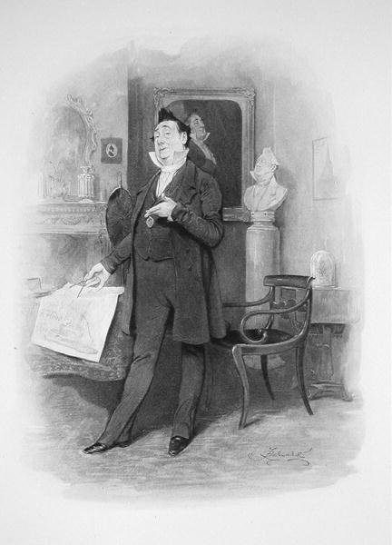 Mr Pecksniff, från "Charles Dickens: A Gossip about his Life", av Thomas Archer, publicerad ca 1894 (litho) av Frederick Barnard