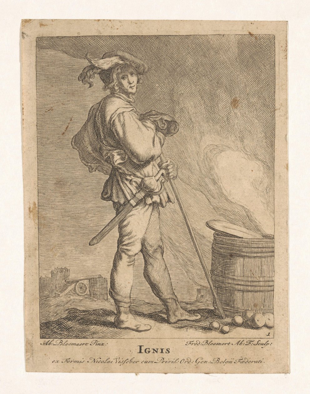 Brand Ignis (titel på objekt) De fyra elementen (serietitel) av Frederick Bloemaert