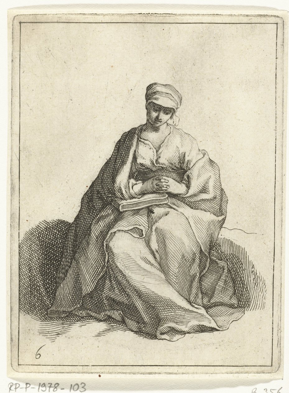 Sittande, bedjande kvinna 15 små figurer (serietitel) av Frederick Bloemaert
