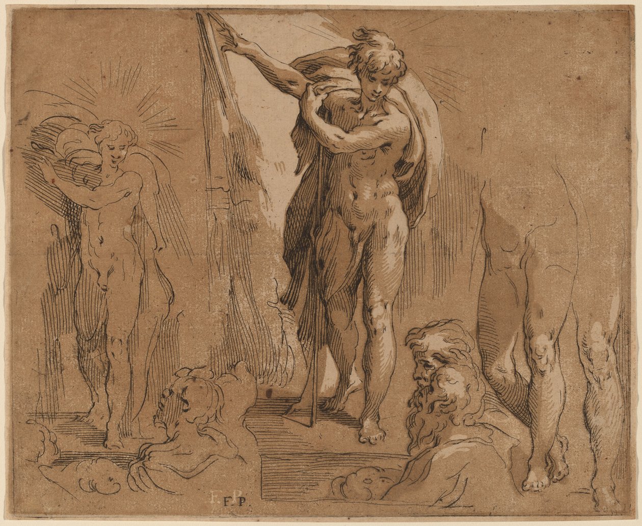 Sankt Johannes Döparen av Frederick Bloemaert after Parmigianino