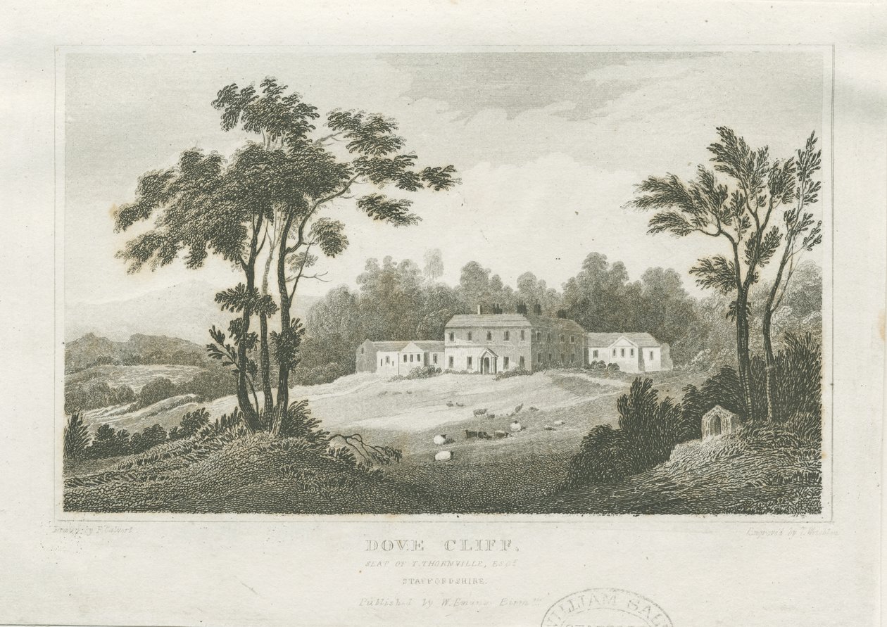 Burton-upon-Trent - Dove Cliff: gravyr, nd [c 1830] (tryck) av Frederick Calvert