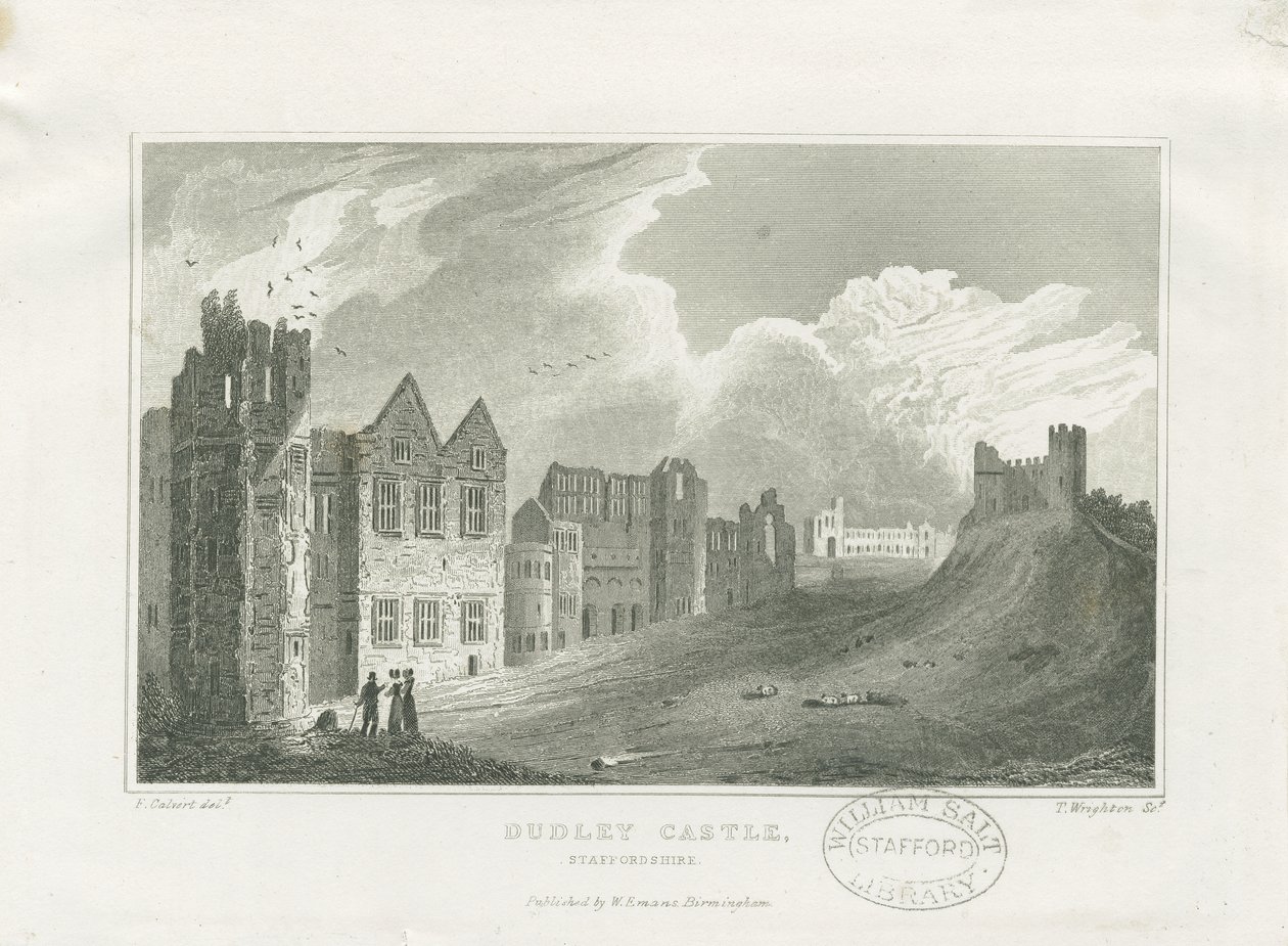 Dudley Castle - The Keep: stålgravyr och [1800-talet] (tryck) av Frederick Calvert