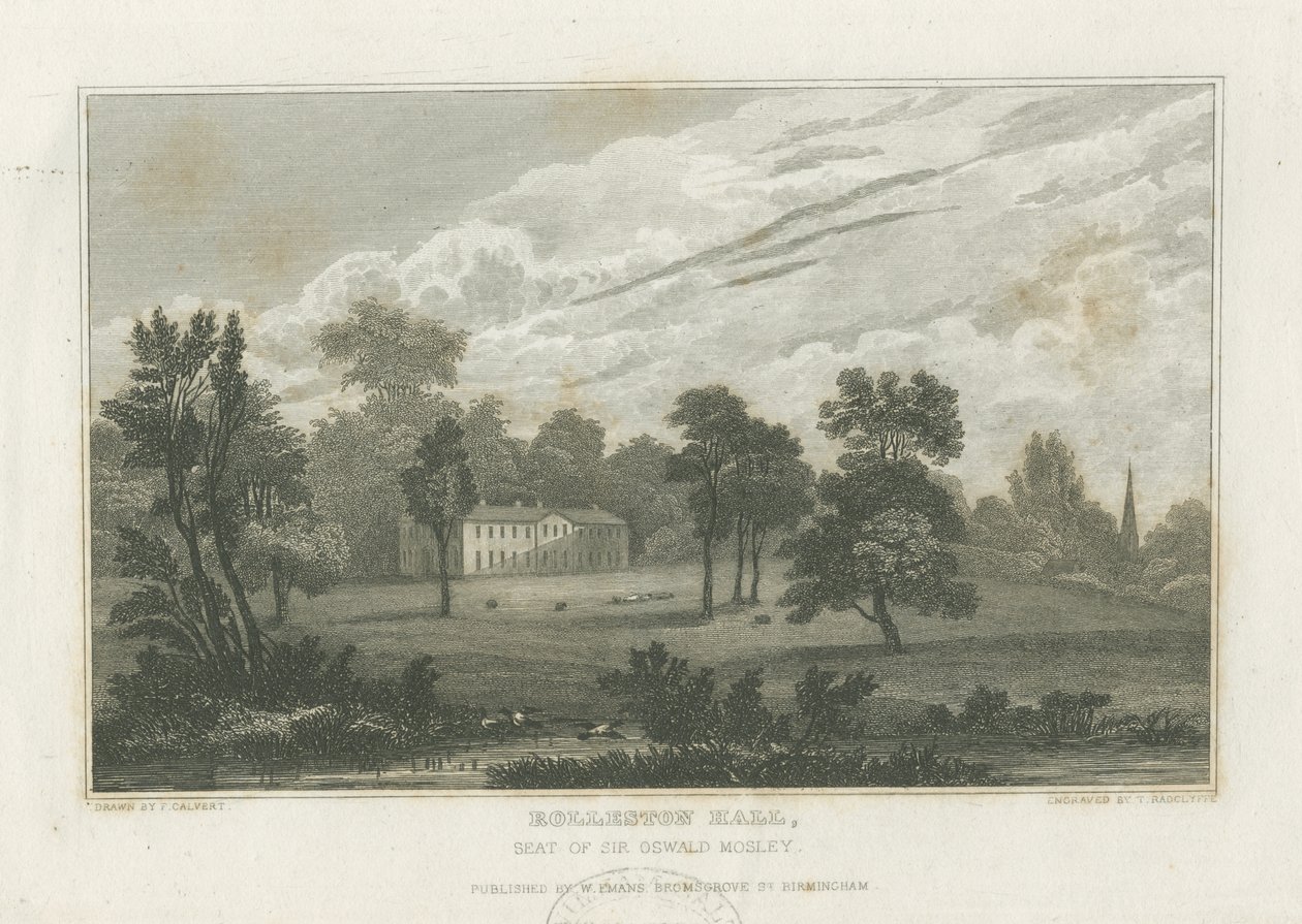 Rolleston Hall: gravyr och [mitten av 1800-talet] (tryck) av Frederick Calvert