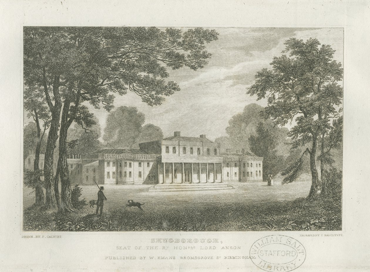 Shugborough Hall: gravyr, nd [c 1830] (tryck) av Frederick Calvert
