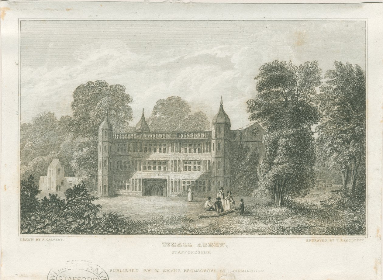 Tixall Hall - Gatehouse: gravyr, nd [c 1830] (tryck) av Frederick Calvert