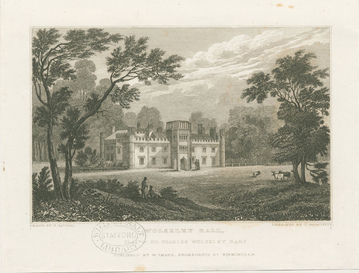 Wolseley Hall: stålgravyr, nd [c 1830] (tryck) av Frederick Calvert